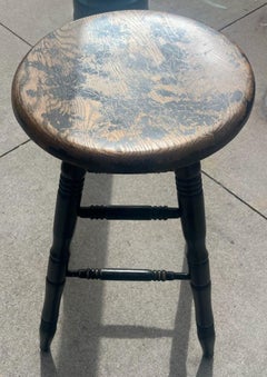 20Thc Plank Seat Original Painted Stool