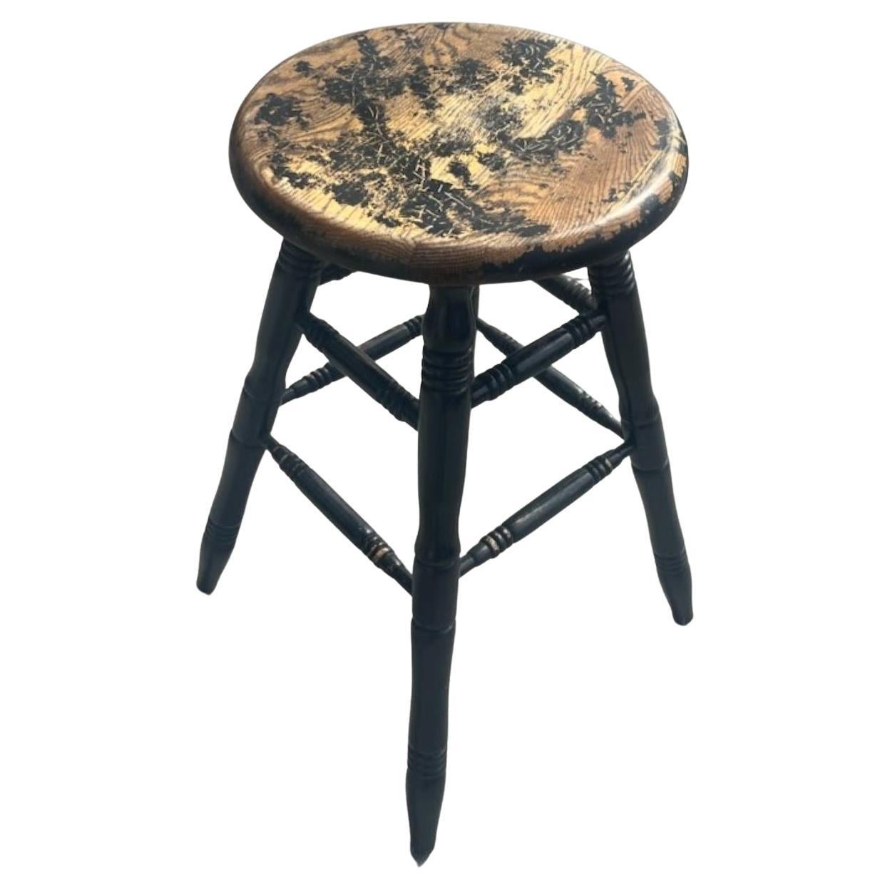 20Thc Plank Seat Original Painted Stool For Sale