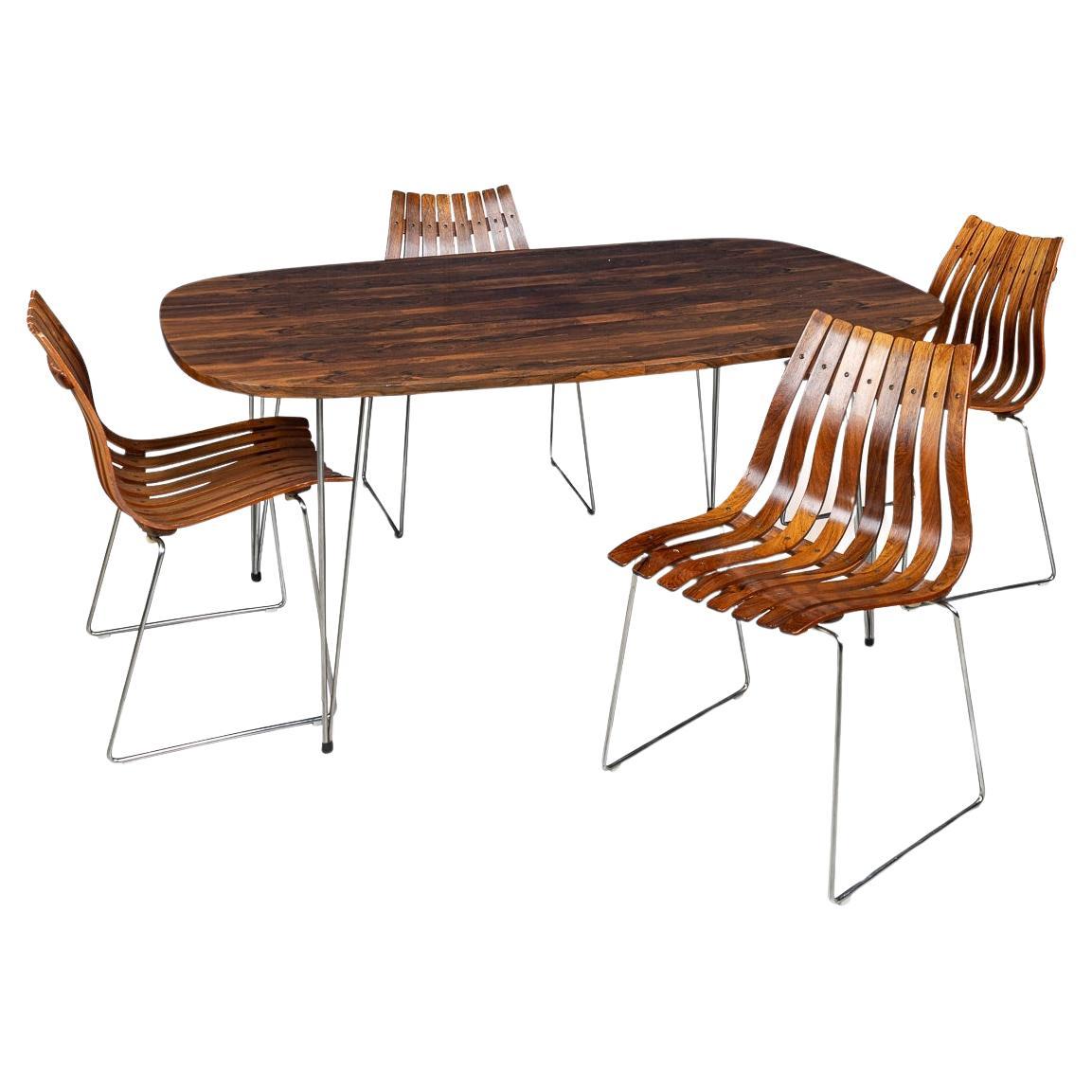 Table et chaises de salle à manger en bois de rose du 20e siècle par Hans Brattrud pour Hove Mobler, Norvège