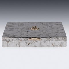 20thC Royal Solid Silver & 18K Gold Cigar Box, Cartier, c.1956
