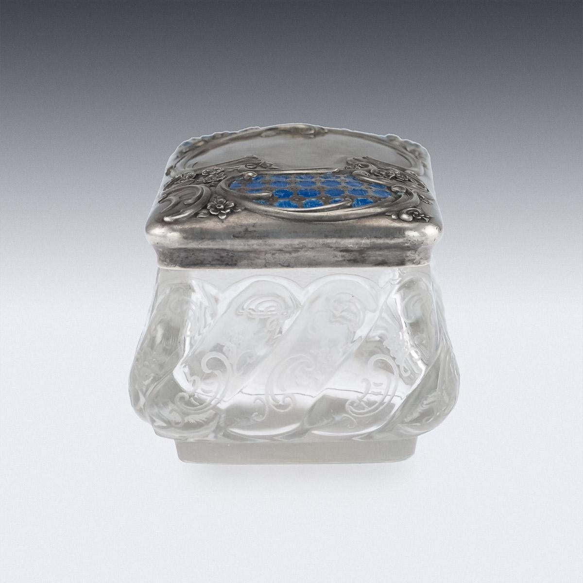 Russian Faberge Enamelled Solid Silver and Rock Crystal Box, circa 1900 1