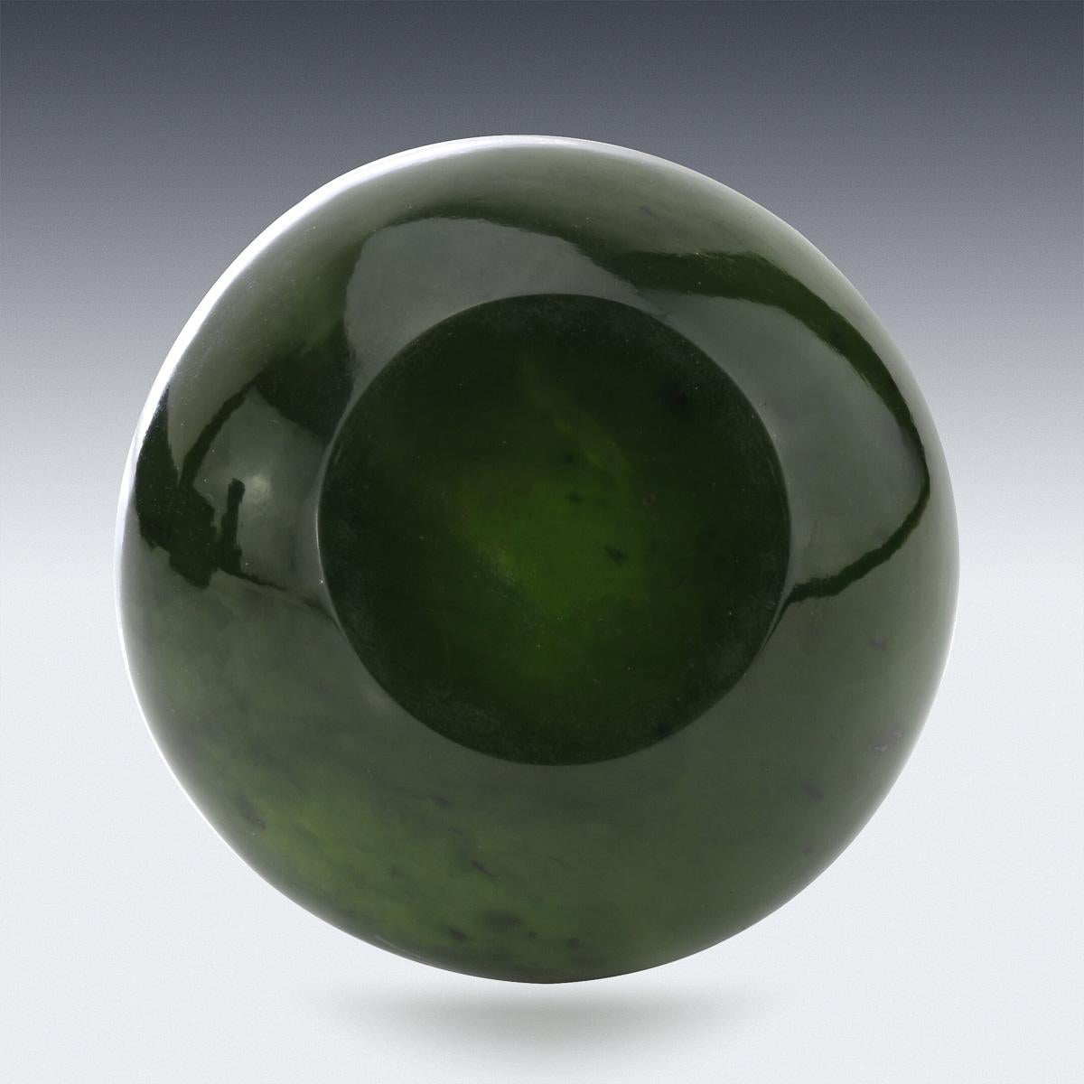 20th Century Russian Fabergé Solid Silver-Gilt and Nephrite Bowl, circa 1900 1