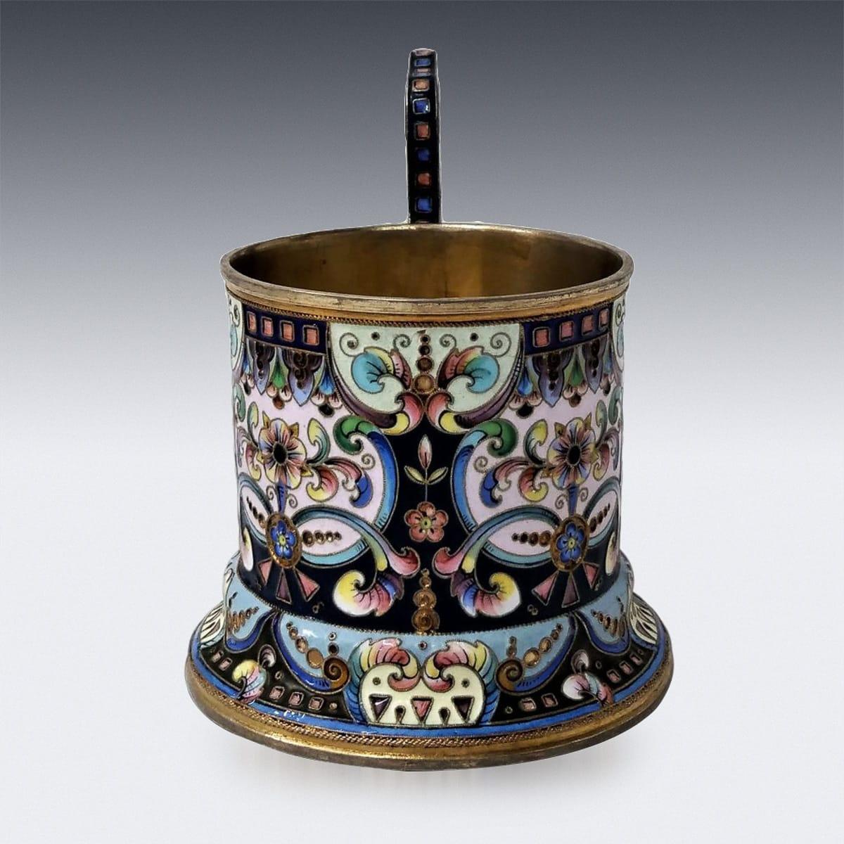 20th Century Russian Silver-Gilt & Enamel Tea Glass Holder, 6th Artel circa 1900 1