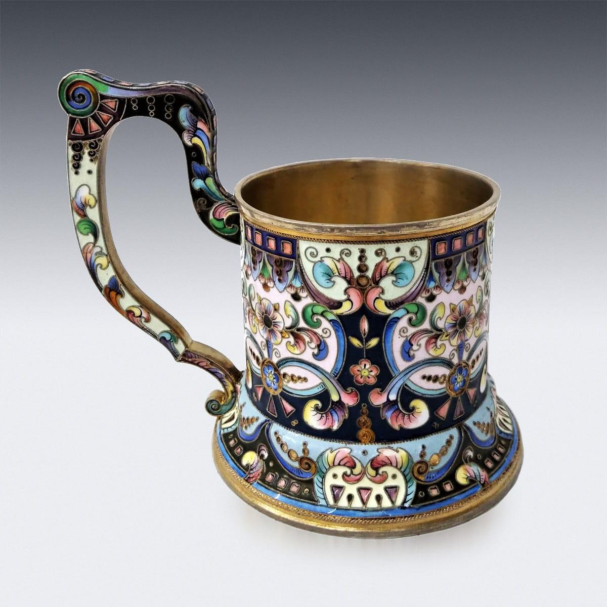 20th Century Russian Silver-Gilt & Enamel Tea Glass Holder, 6th Artel circa 1900 2