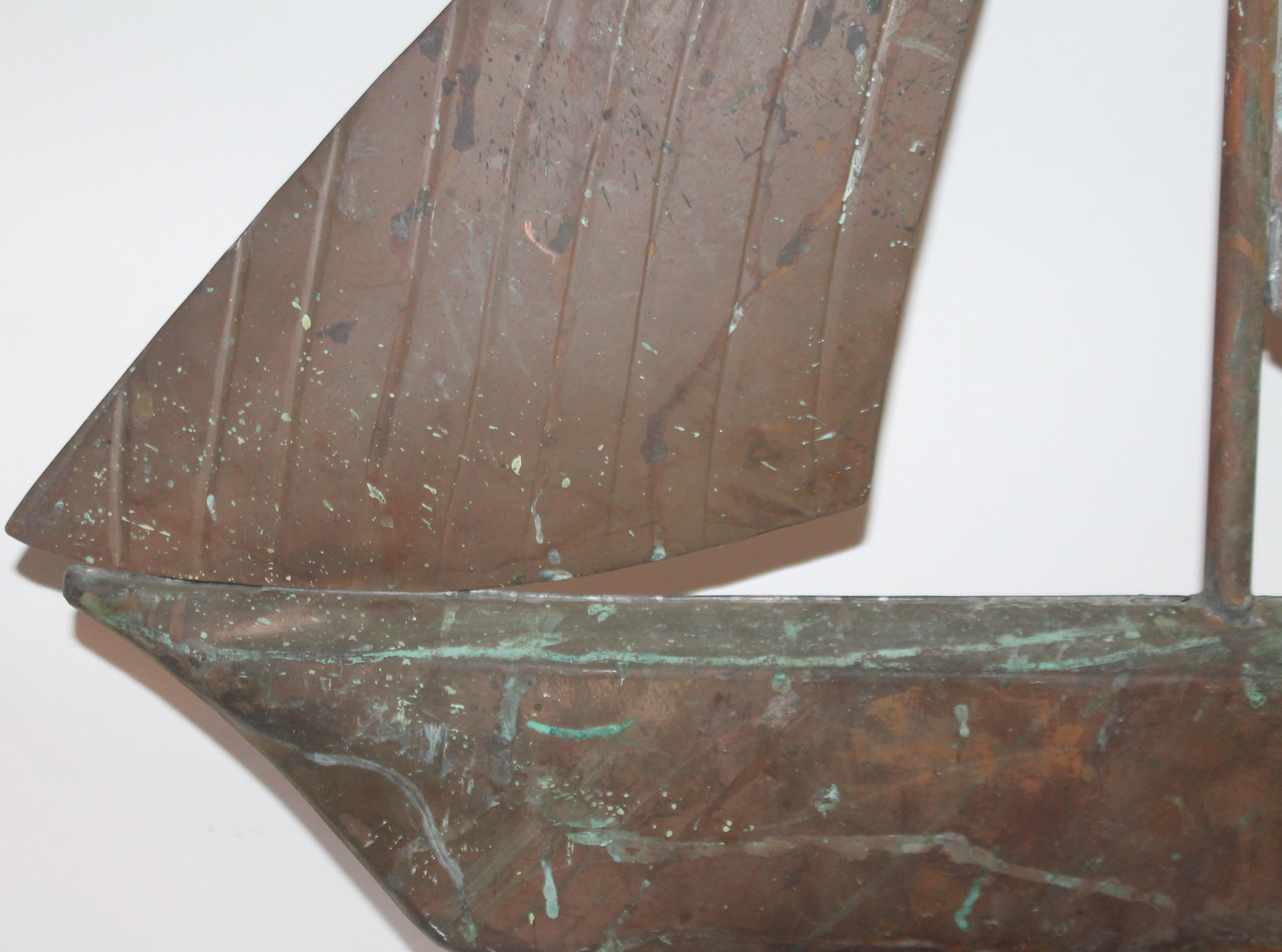 Adirondack 20th Century Sailboat Weather Vane on Custom Iron Stand