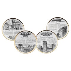 20thC Set Of Four "Recipe" Plates By Fornasetti, Commissioned By Fiat c.1950