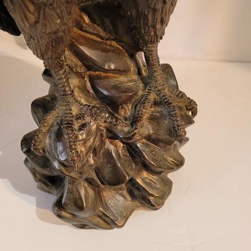 American 20Th c Signed Bronze Bald Eagle Sculpture  For Sale