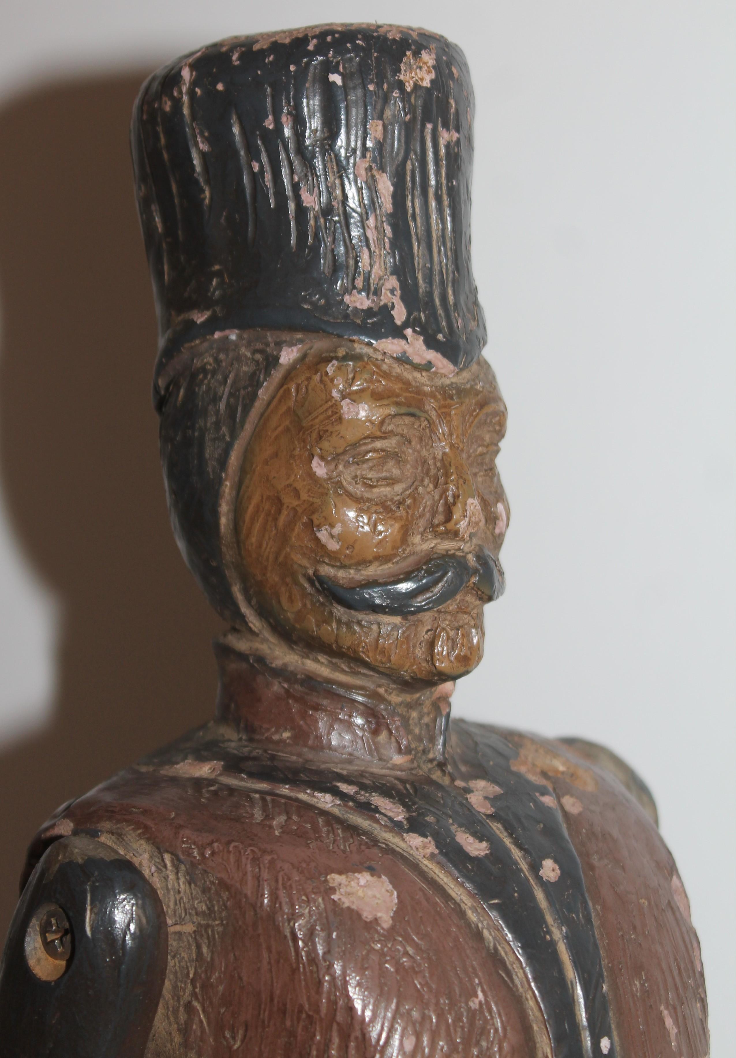 20th C Signed & Dated Folk Sculpture of a Soldier In Fair Condition For Sale In Los Angeles, CA