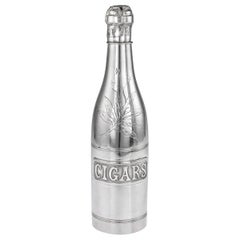 20thC Silver Plated "Champagne Bottle" Cigar Holder c.1910