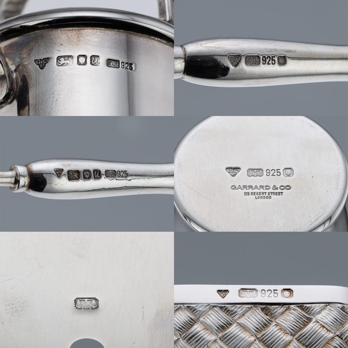 Service à condiments « Gardenning » de cinq pièces en argent massif du 20e siècle, Garrard, vers 1994 en vente 13