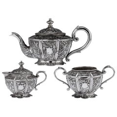 Vintage 20th Century South Asian Solid Silver Tea Set, Cambodia / Malaysia, circa 1910