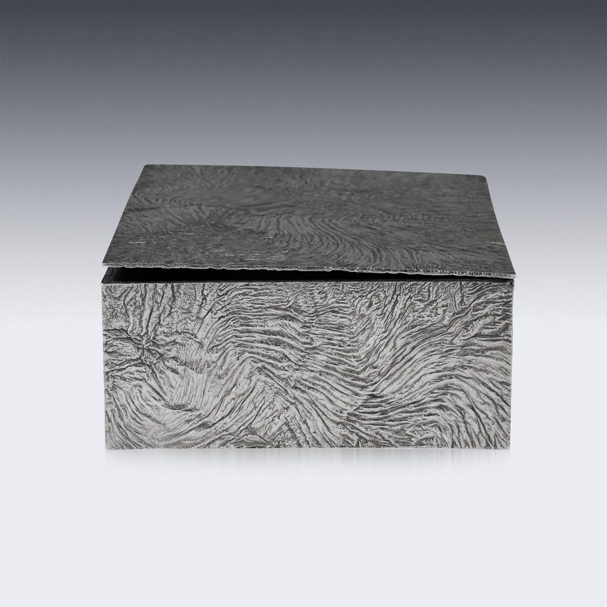 American 20th Century Tiffany & Co. Solid Silver Samorodok Cigar Box, circa 1970