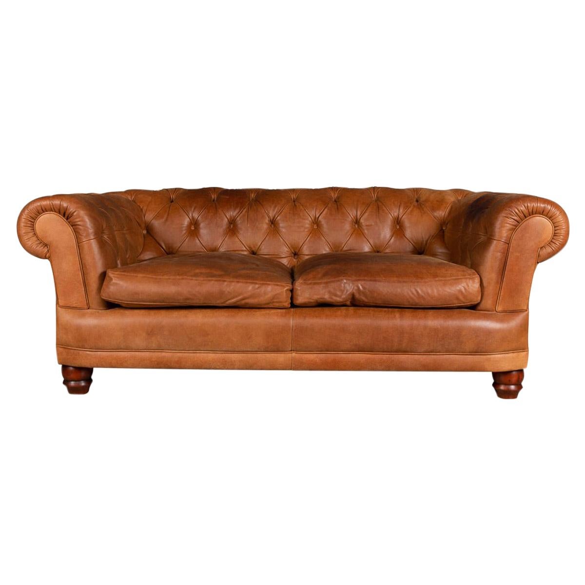 20th Century TwoSeat Tetrad Chesterfield Leather Sofa with Button Down
