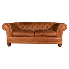 20th Century Two-Seat Tetrad Chesterfield Leather Sofa with Button Down Seats