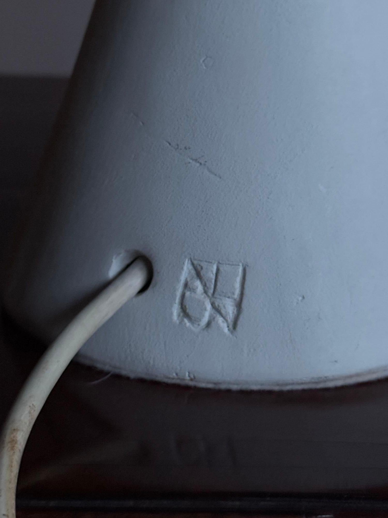 Ceramic 20thC White ceramic lamp and shade For Sale
