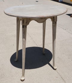 20thc White Painted Queen Ann Style Side Table