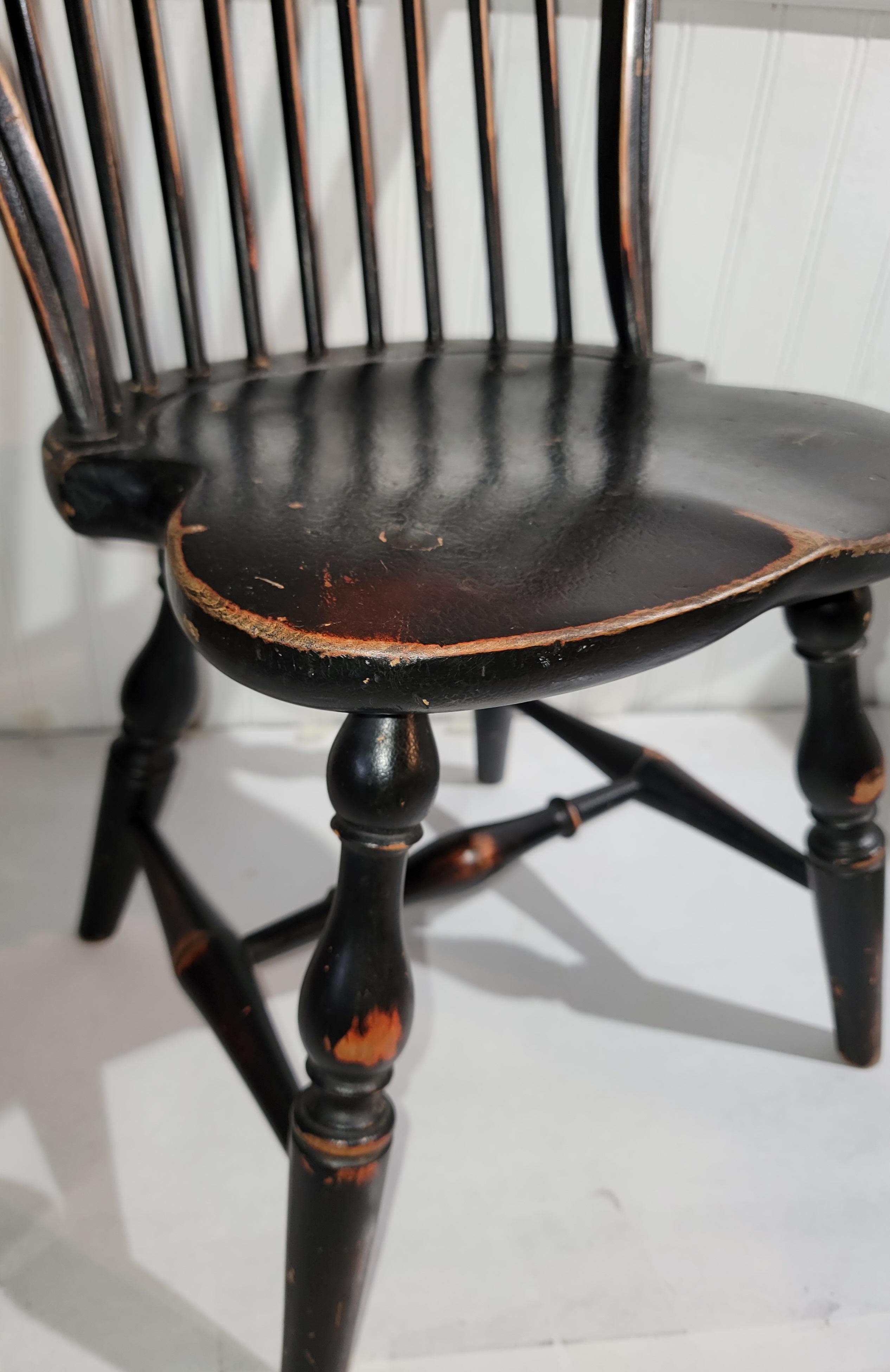 Adirondack 20th Century Windsor Children's Chairs in Original Black Paint For Sale