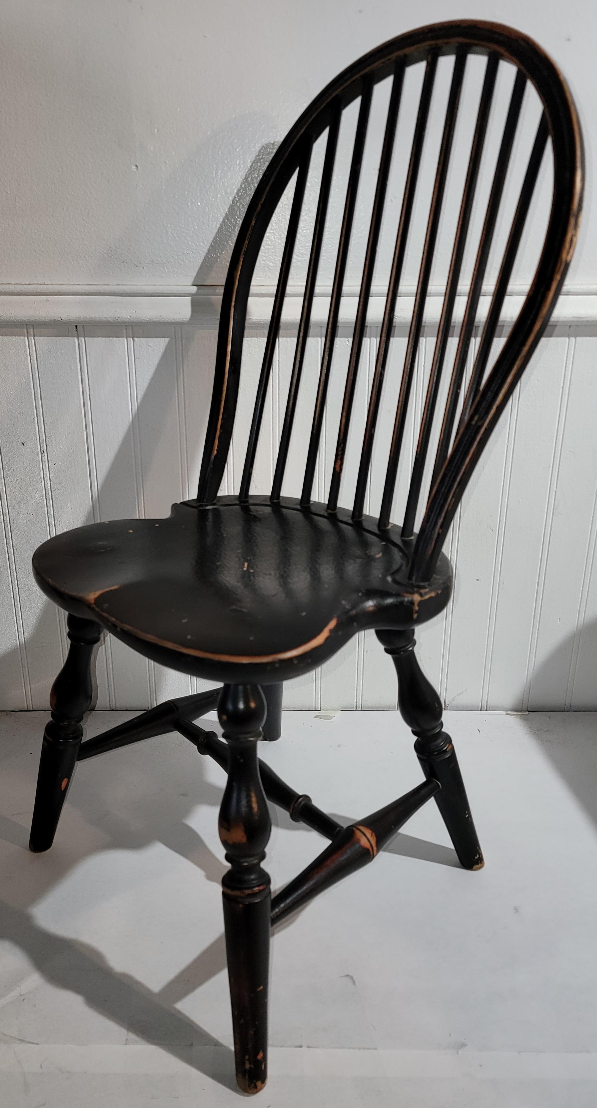 American 20th Century Windsor Children's Chairs in Original Black Paint For Sale