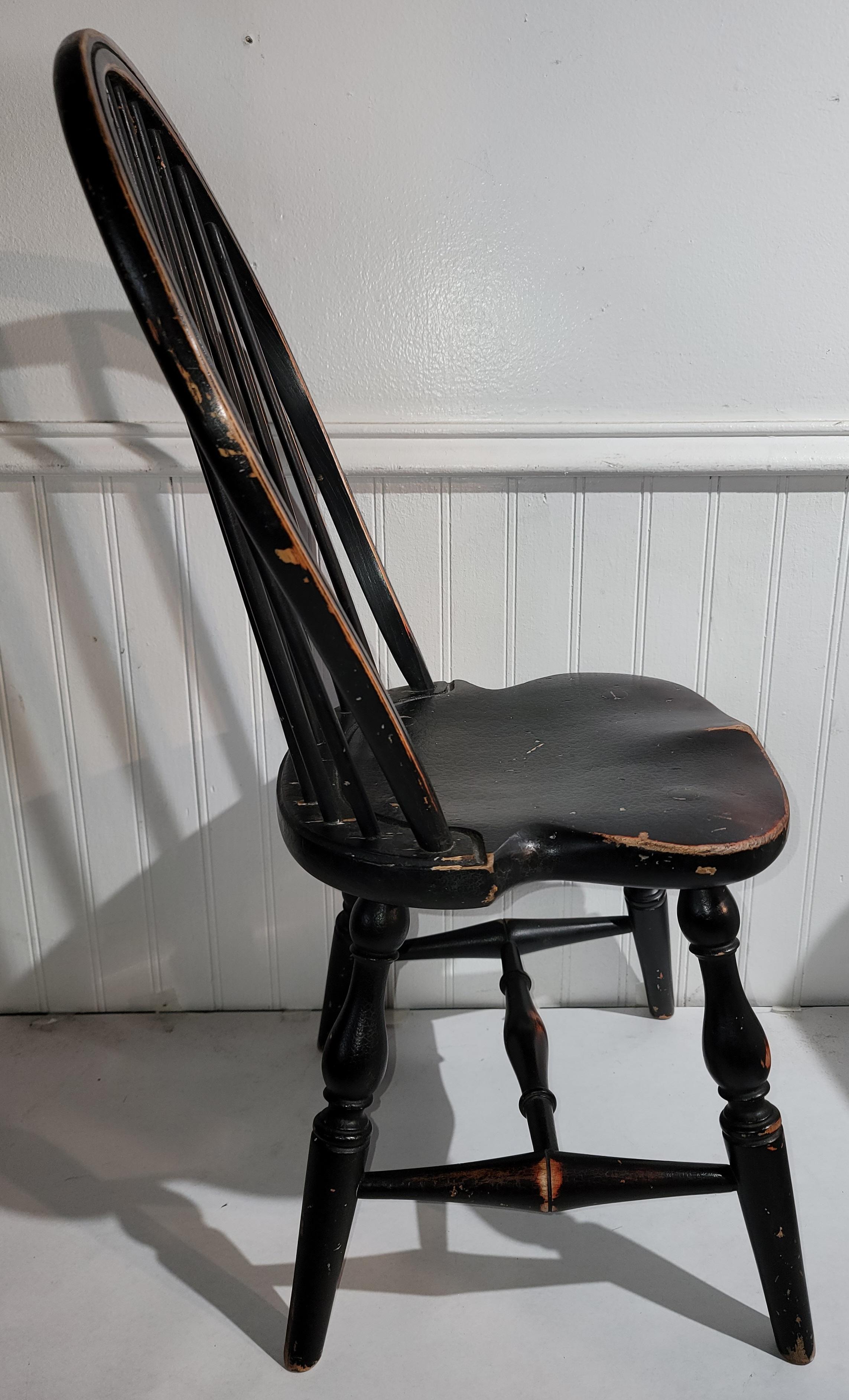 Hand-Crafted 20th Century Windsor Children's Chairs in Original Black Paint For Sale