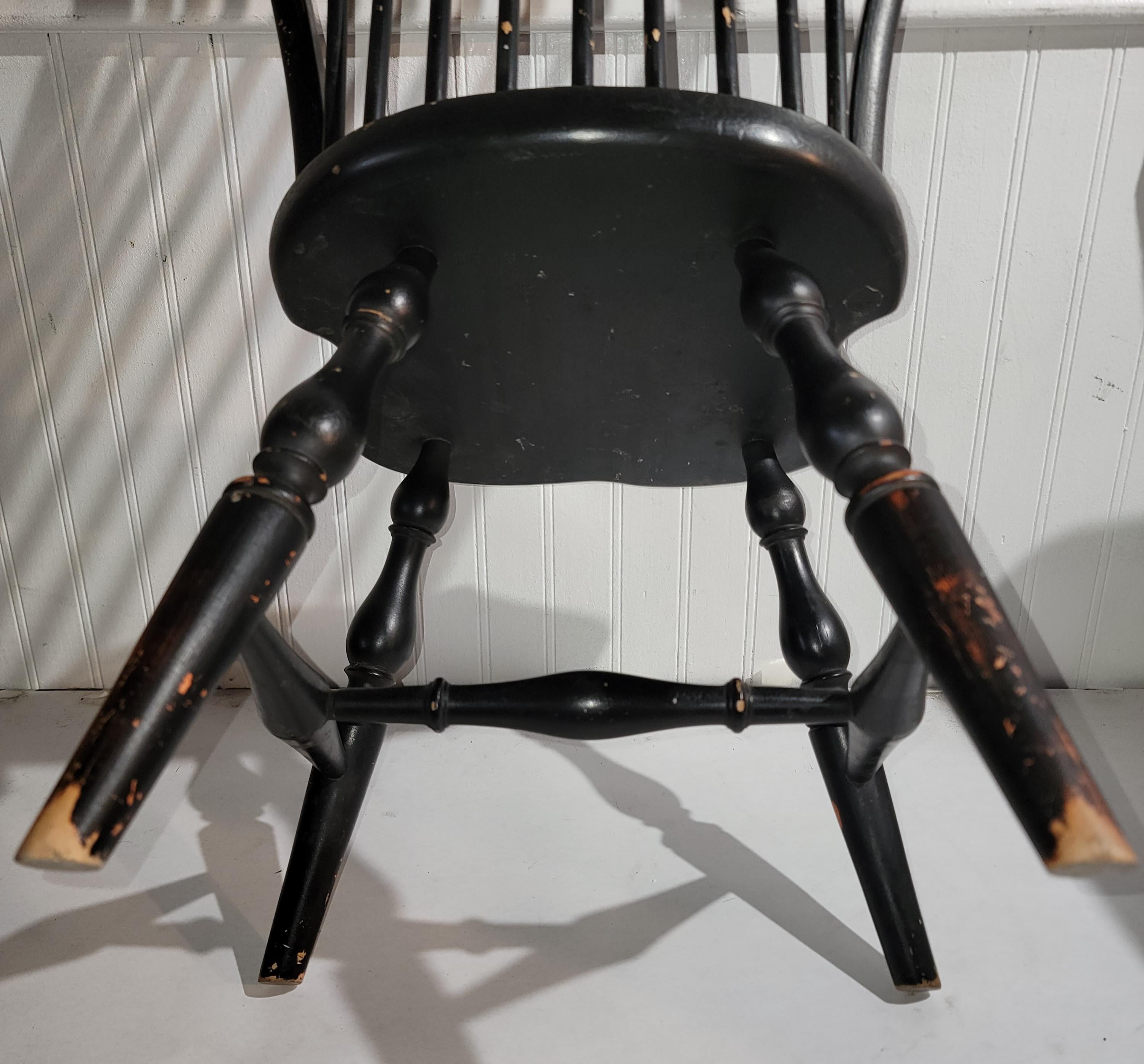 Wood 20th Century Windsor Children's Chairs in Original Black Paint For Sale