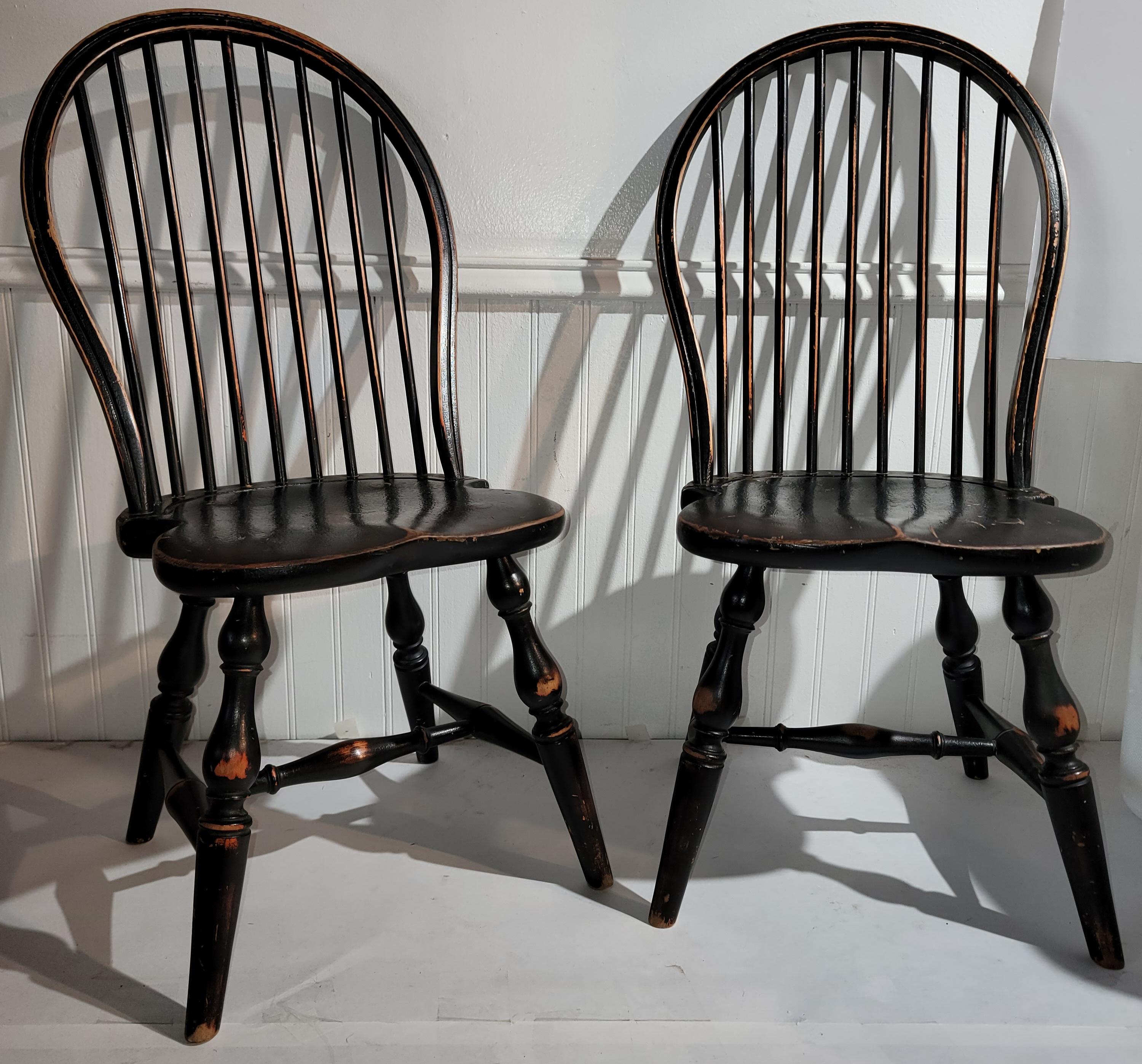 20th Century Windsor Children's Chairs in Original Black Paint For Sale 1