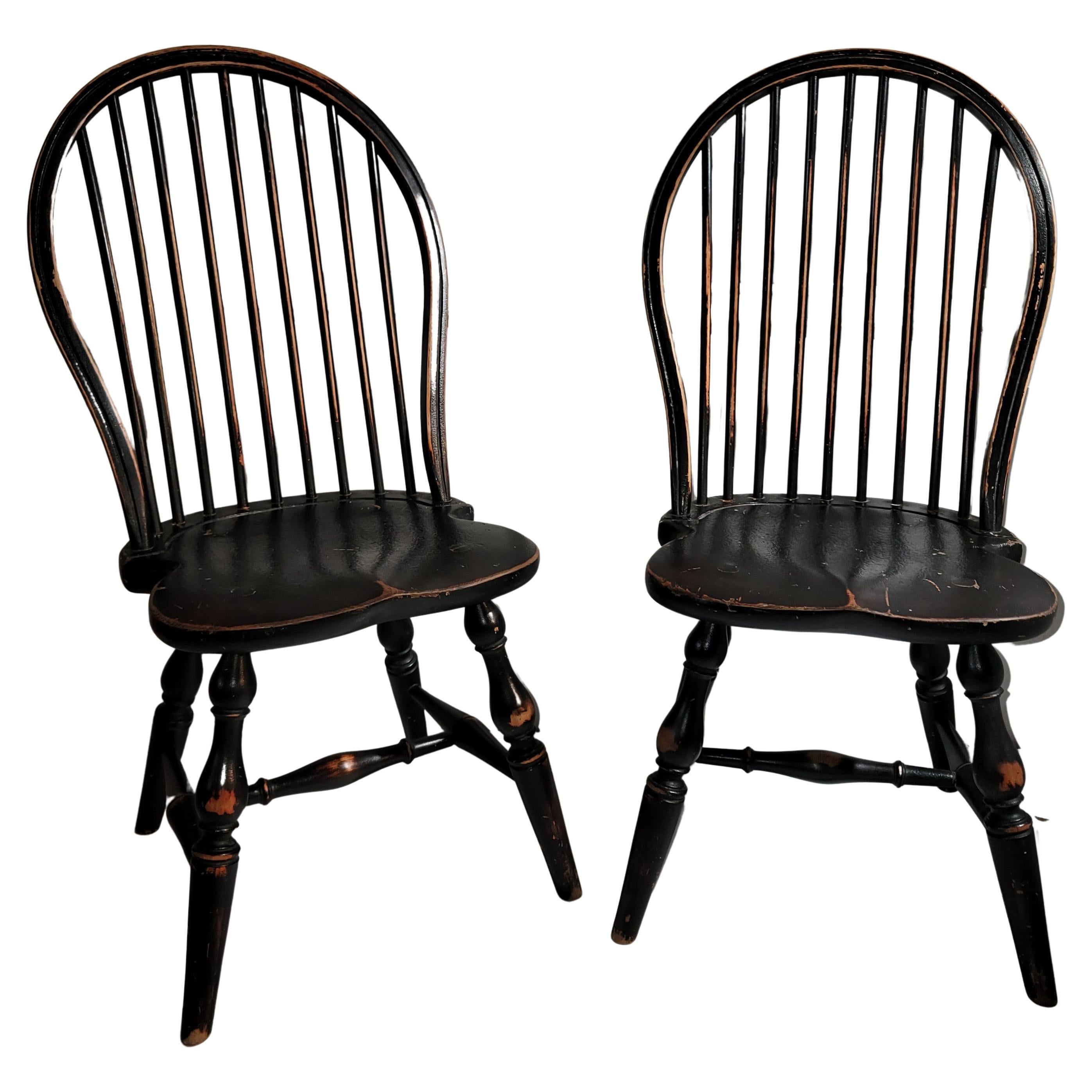 20th Century Windsor Children's Chairs in Original Black Paint For Sale