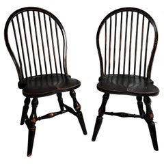 20Thc Windsor Children's Chairs in Original Black Paint