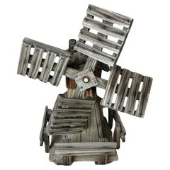 20thc Wooden Windmill Garden Ornament