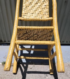 20thc Yellow Painted Signed Old Hickory Settee and Matching Chair