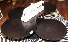20th helix coffetable hardwood and Lacquered Steel Foot Italian Movable Helix