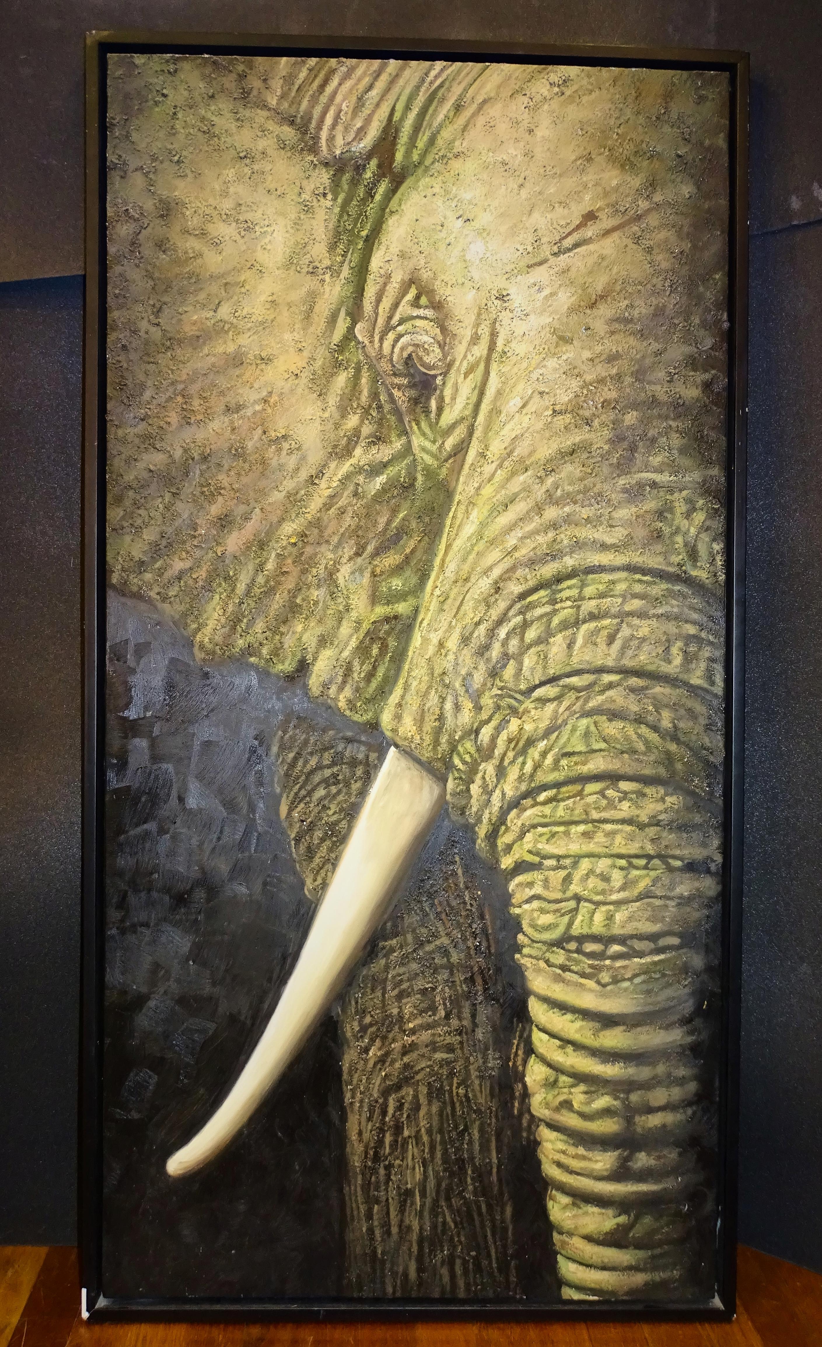 elephant oil painting canvas