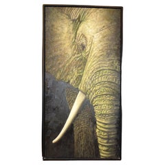 Vintage 20thcentury French Painting, Oil on Canvas, "The Elephant"