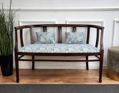 20thCentury Italian Wooden Carved Upholstered Hallway Entrance Settee Sofa Bench