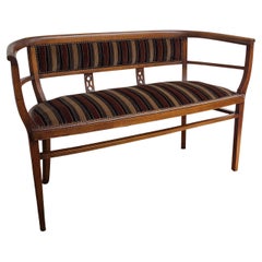 20thCentury Italian Wooden Carved Upholstered Hallway Entrance Settee Sofa Bench