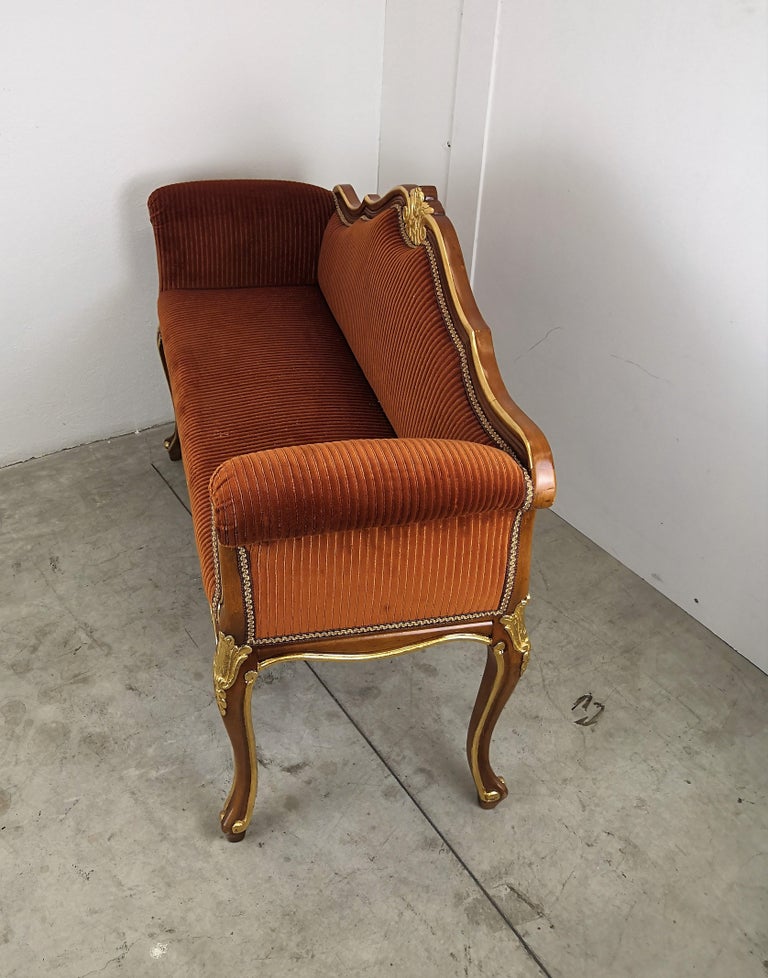 20thCentury Italian Wooden Gold Leaf and Vevet Slim Hallway Entrance