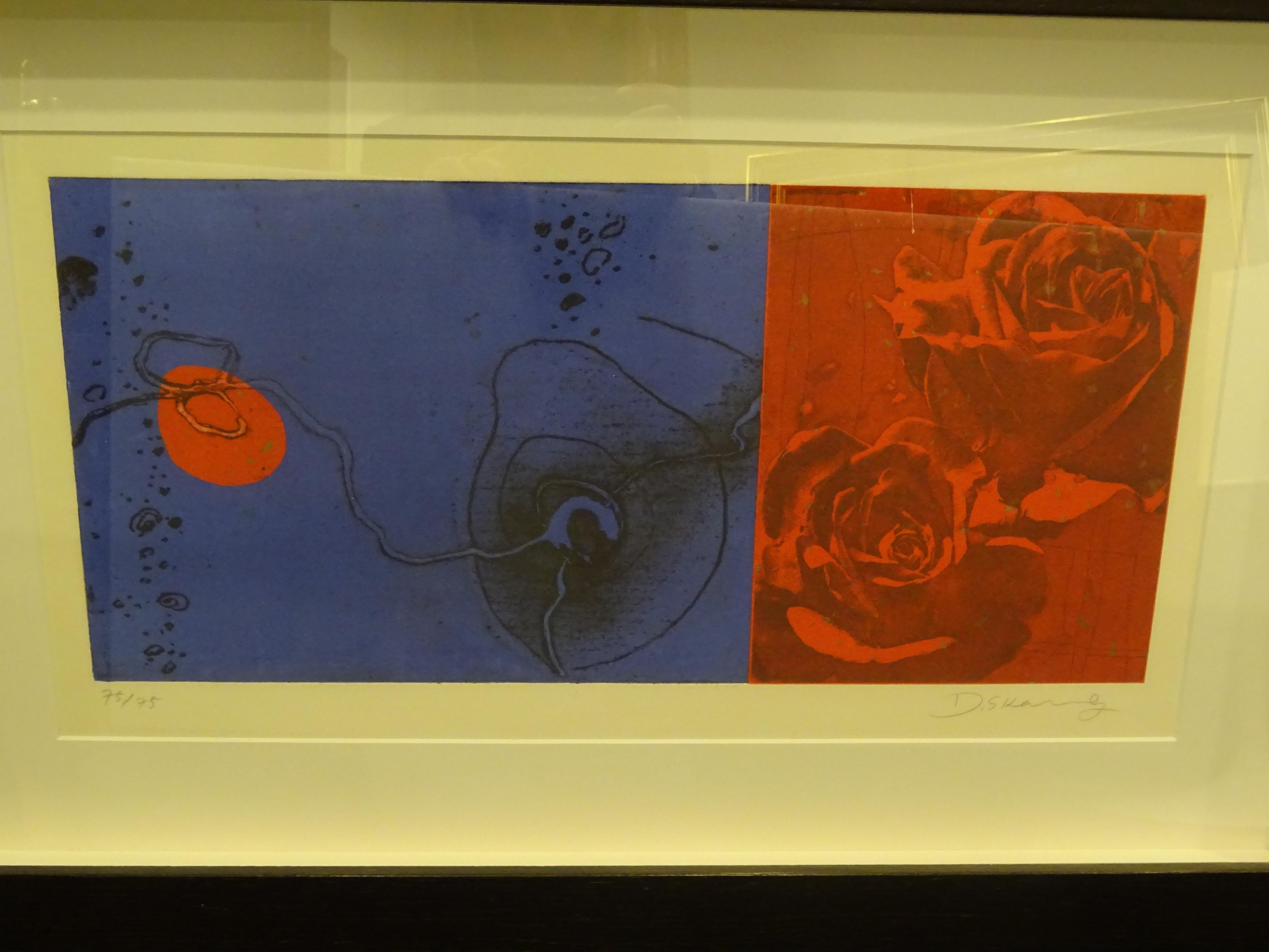 école coréenne du 20e siècle Gravure rouge et bleue:: signée Duck Sung Kang en vente 4