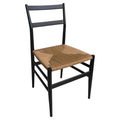 20x Sillas Gio Ponti Leggera de madera negra con asientos de cuerda, Italia 1951