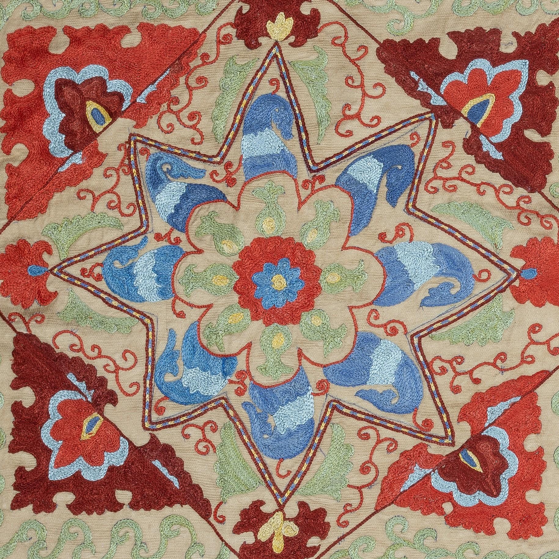 New Hand-Embroidered 100% Silk Cushion Cover – Authentic Uzbek Textile Art

Elevate your home décor with this exquisite hand-embroidered Suzani cushion cover, crafted from 100% pure silk by skilled artisans in Uzbekistan. Featuring traditional