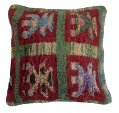 20"x19" SET OF 2 - Handknotted Turkish Rug Cushion Covers. Rustic Throw Pillows