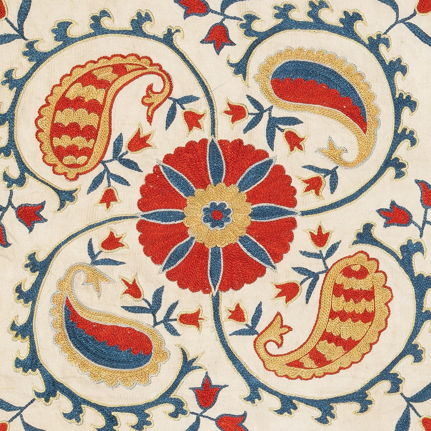 Nuovo copricuscino ricamato a mano in 100% seta - autentica arte tessile uzbeka

Eleva l'arredamento della tua casa con questo raffinato copricuscino Suzani ricamato a mano, realizzato al 100% in pura seta da abili artigiani dell'Uzbekistan.