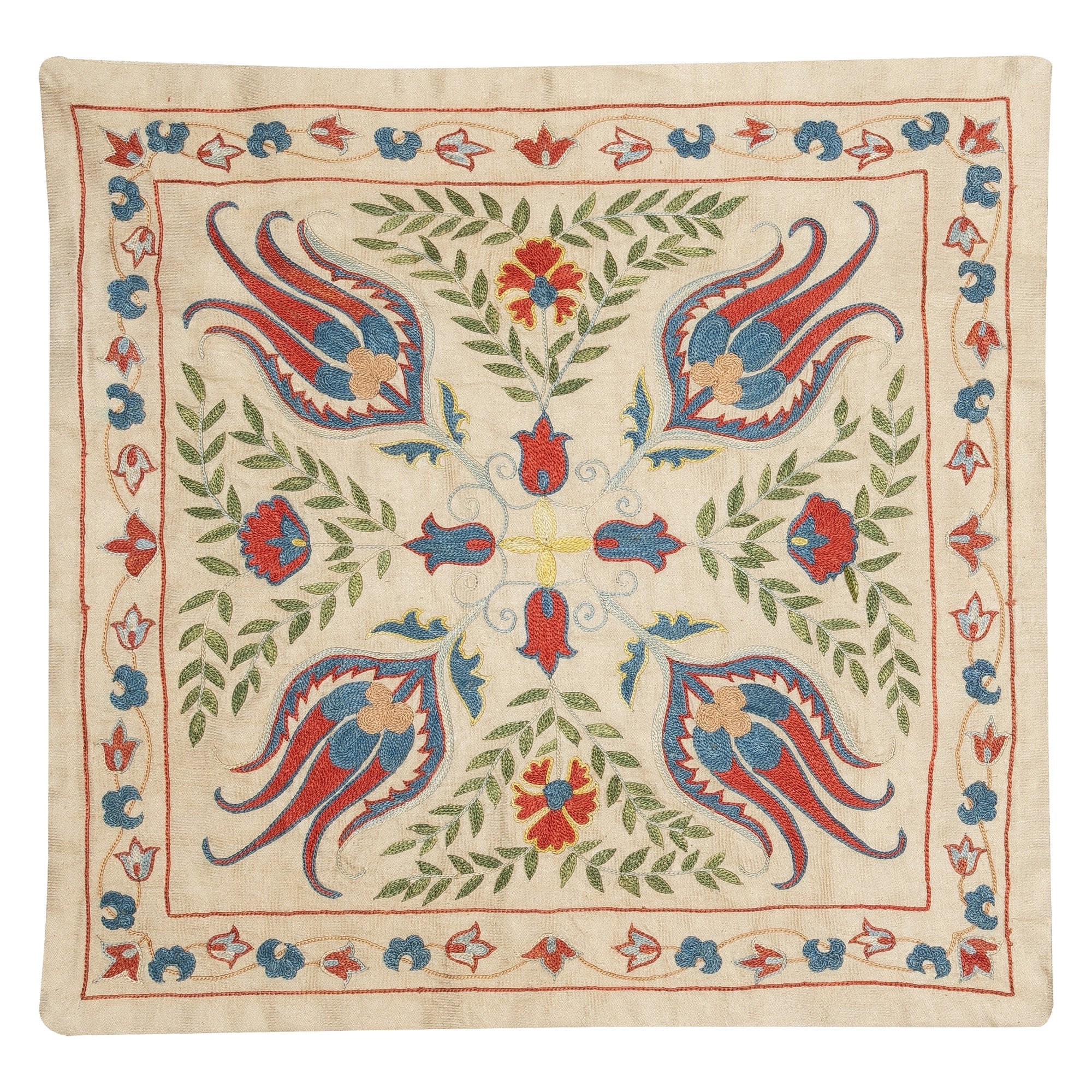 20 "x20" Housse de coussin 100% soie. Taie d'oreiller brodée. Oreiller en dentelle fait main