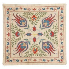 20 "x20" Copricuscino in 100% seta. Federa ricamata. Cuscino in pizzo fatto a mano