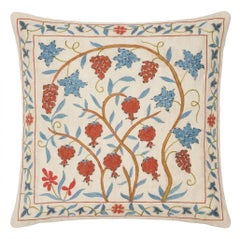 20"x20" 100% Silk Cushion Cover. Embroidered Throw Pillow Cover. Accent Pillow