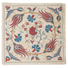 20"x20" 100% Silk Cushion Cover. Hand-Embroidered Pillowcase. Luxury Lace Pillow