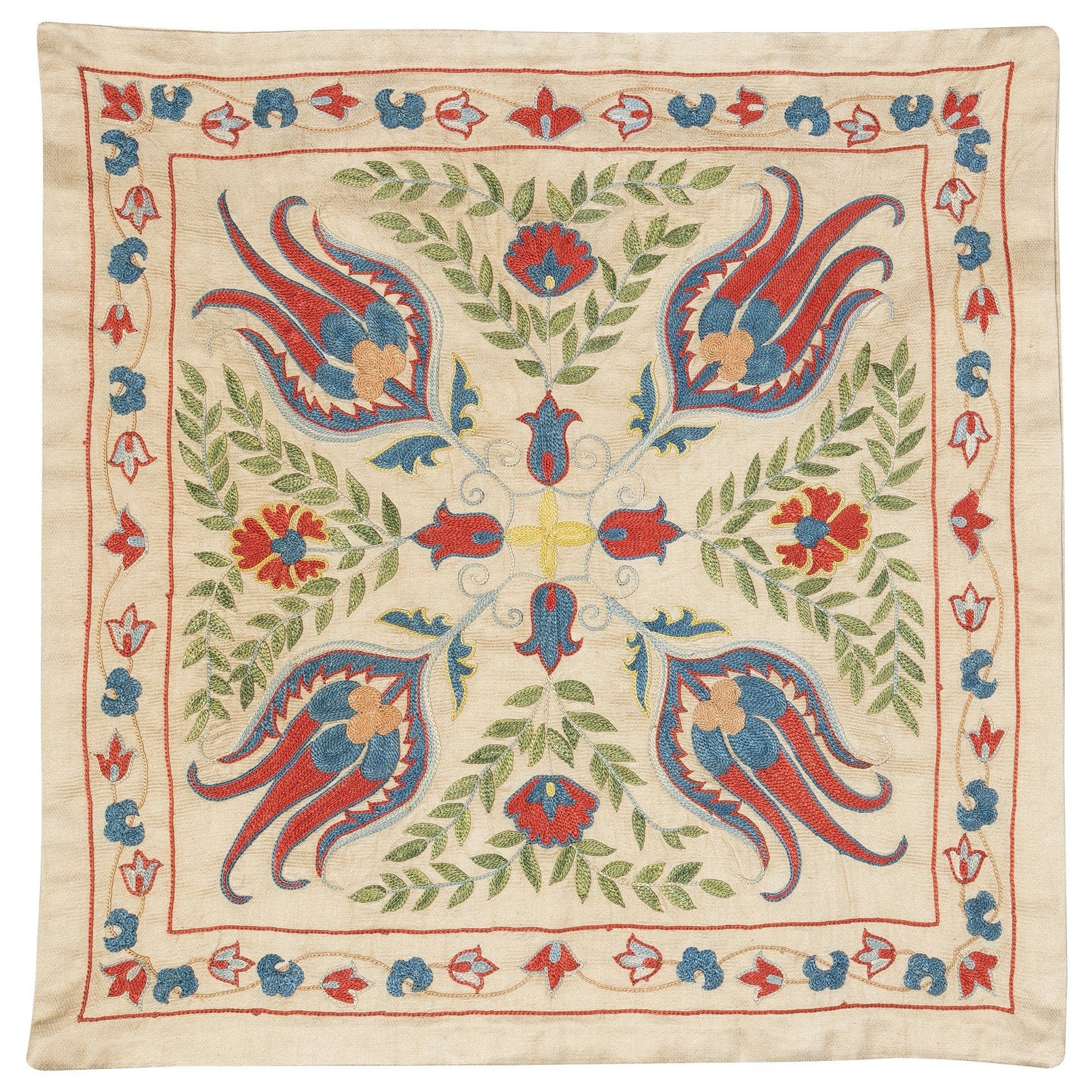 20 "x20" Housse de coussin 100% soie. Taie d'oreiller brodée à la main. Oreiller en dentelle Modernity