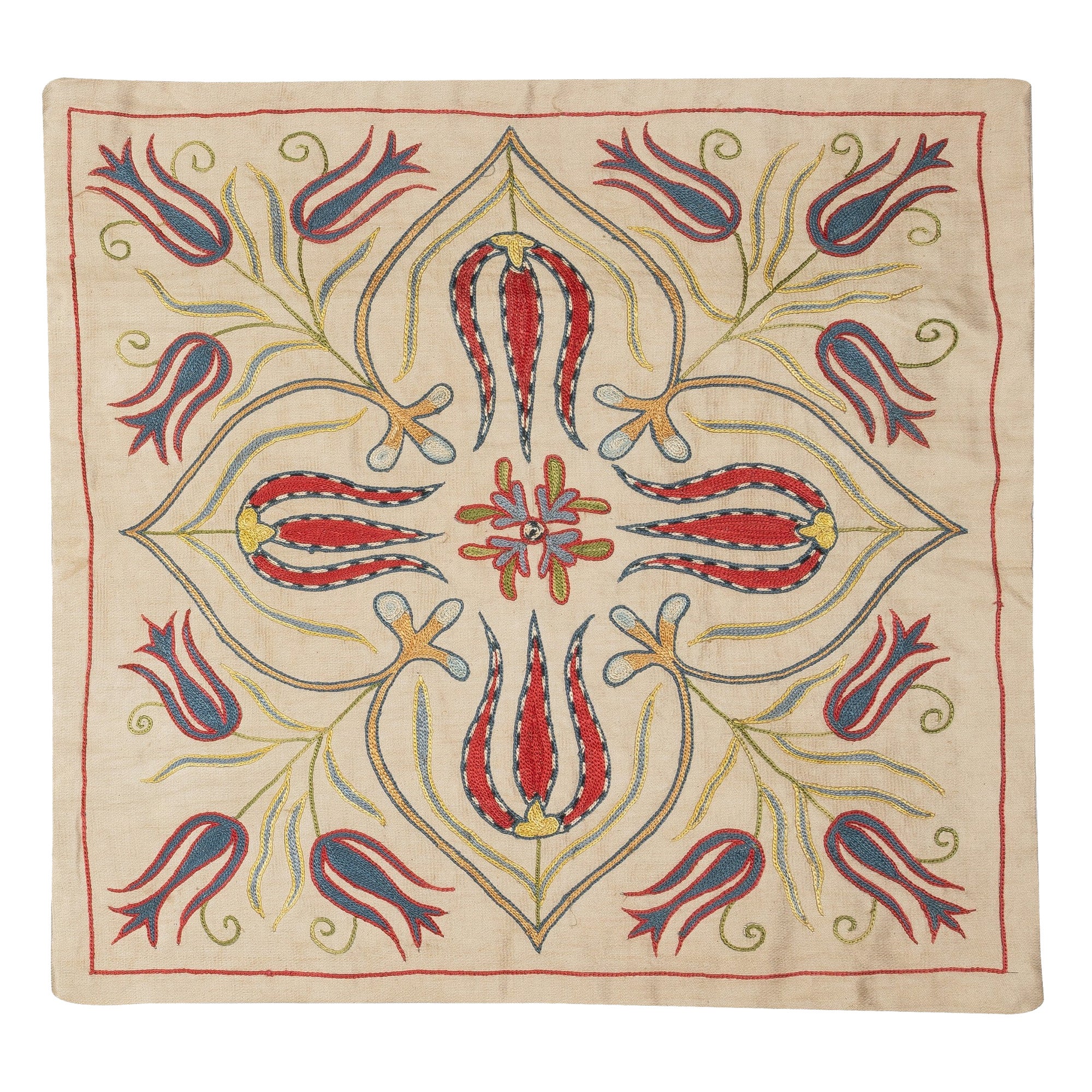 20 "x20" Housse de coussin 100% soie. Taie d'oreiller brodée à la main. Oreiller en dentelle Modernity
