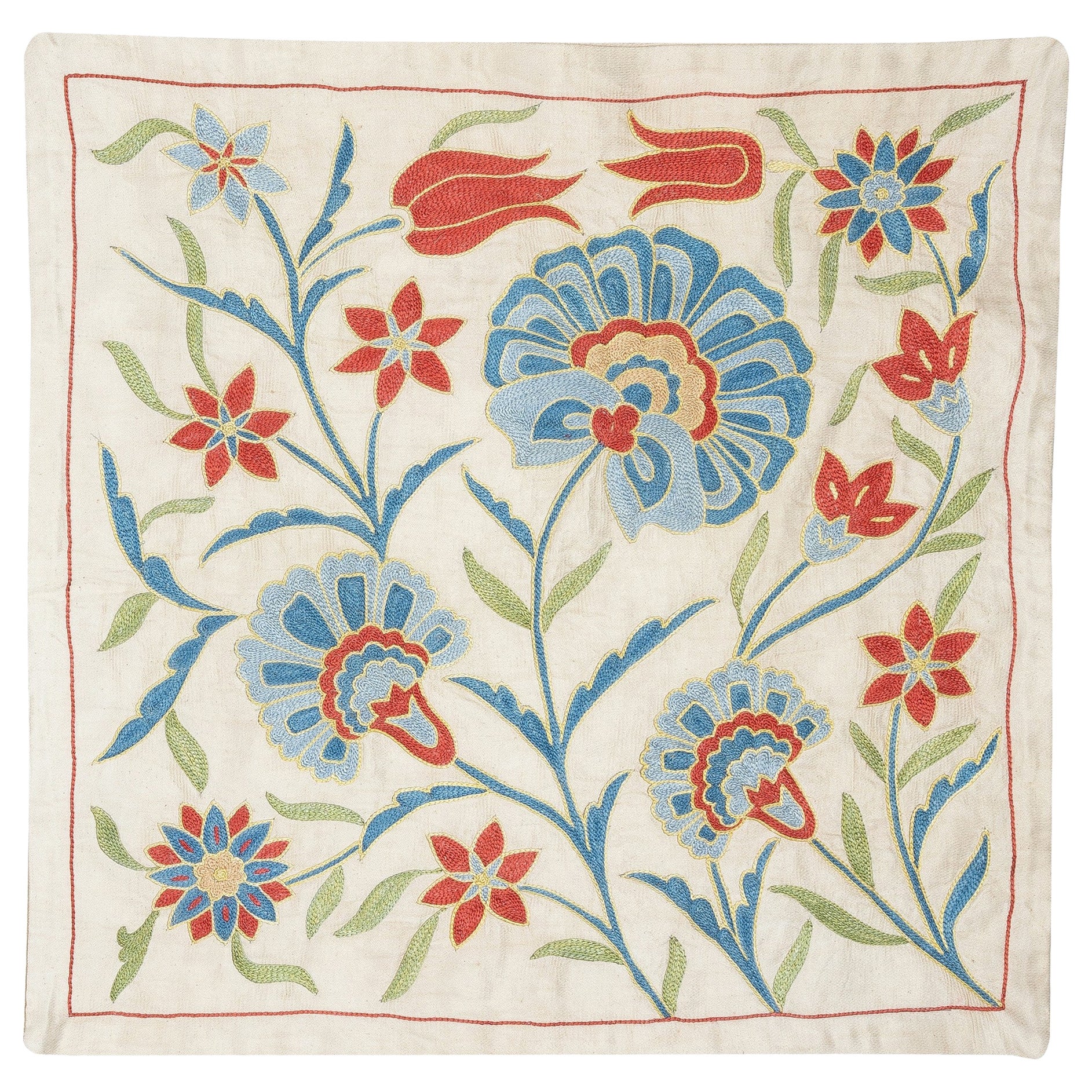 20 "x20" Housse de coussin 100% soie. Taie d'oreiller brodée à la main. Oreiller en dentelle Modernity