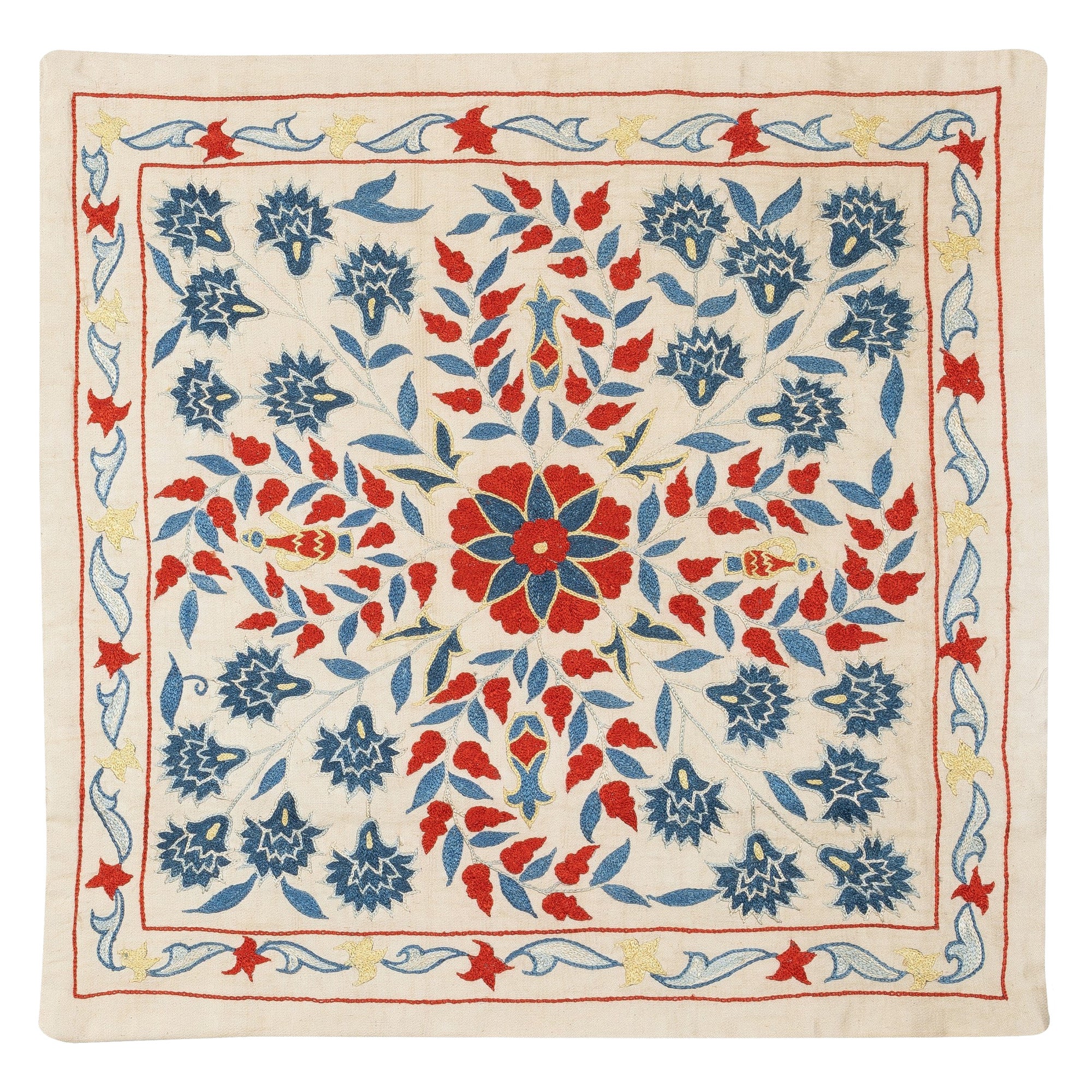20 "x20" Housse de coussin 100% soie. Oreiller en dentelle Modernity. Coussin brodé