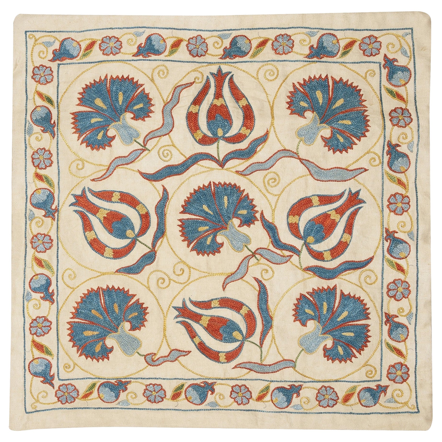 20 "x20" Housse de coussin 100% soie. Oreiller en dentelle Modernity. Oreiller brodé