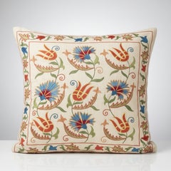 20"x20" 100% Silk Cushion Cover. Modern Lace Pillow. Embroidery Toss Pillow